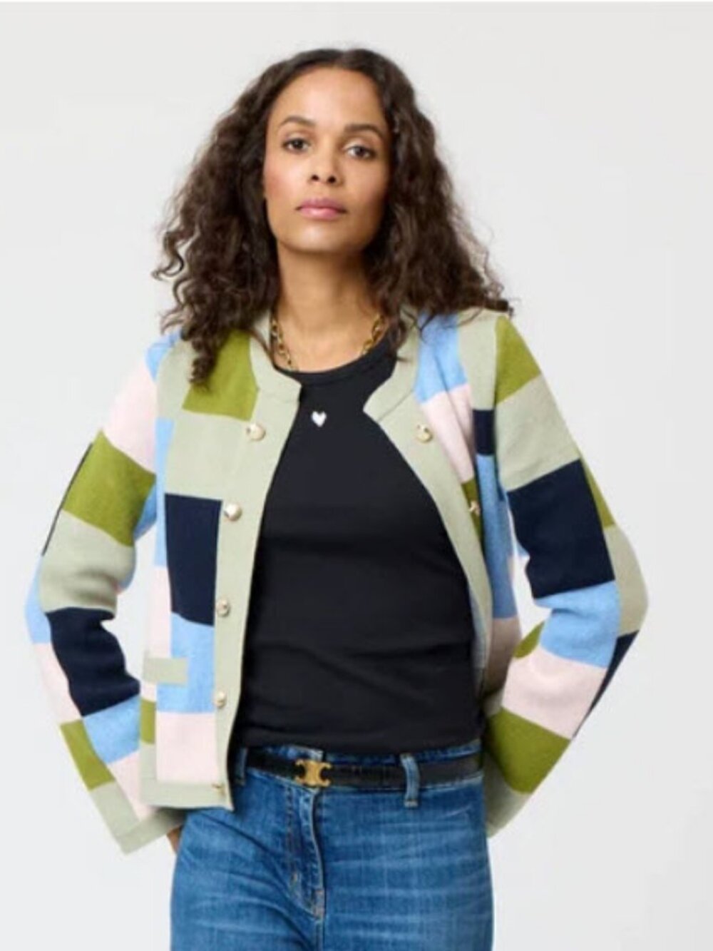 Womens Kerri Rosenthal Beau Lero (Item- 61) Patchwork Open Cardigan Sweater S